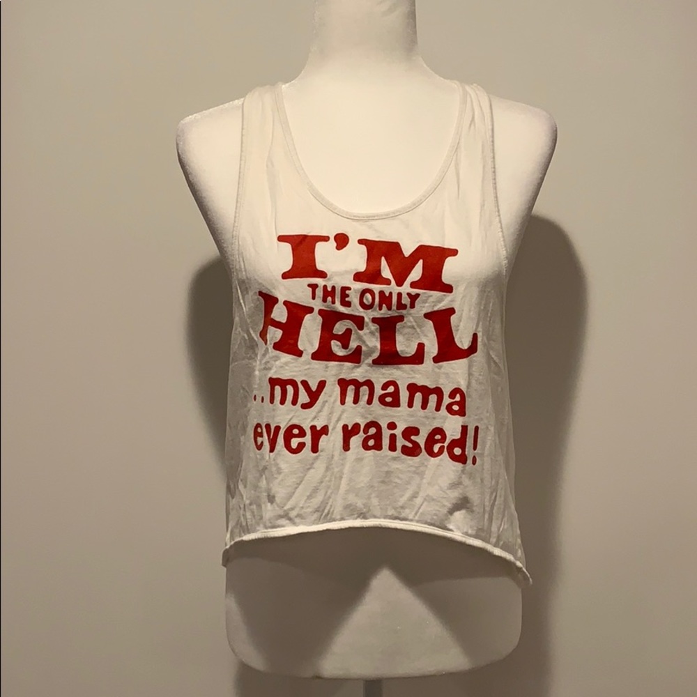 High low racer back graphic tank